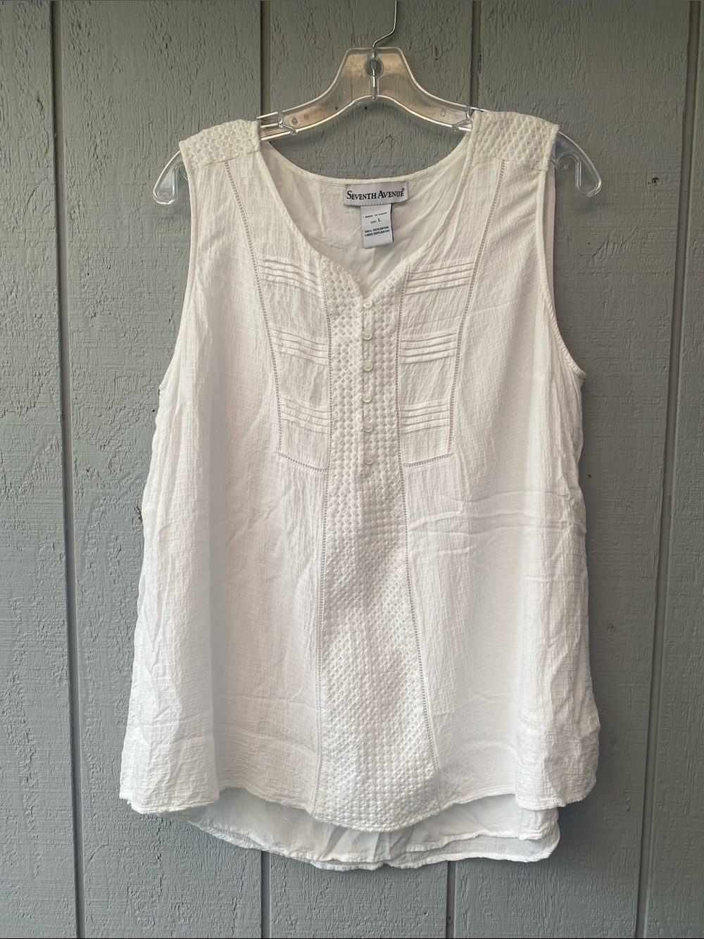 Seventh Avenue White Textured Button-Front Sleeveless Camisole